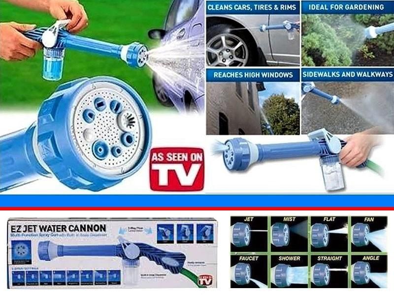 Ez Jet Water Cannon 8 in 1 Turbo Spray Gun for Gardening, Car Wash, Home Cleaning with inbuilt Soap Dispenser Tank (Multicolour)