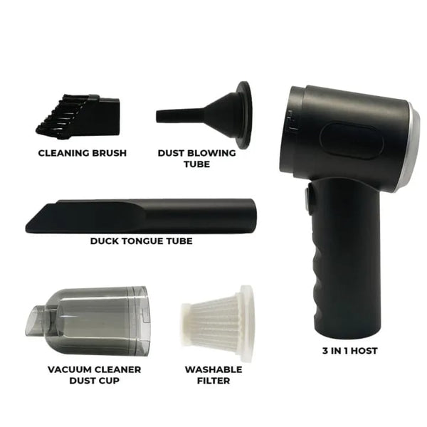 3 In 1 Portable Vacuum Cleaner Duster Blower Air Pump Wireless Hand-held Cleaning For Indoor And Outdoor ( WITHOUT BAG)